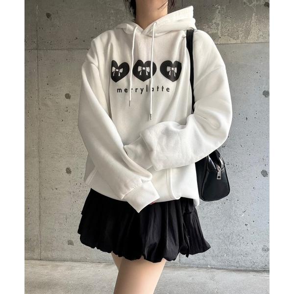 パーカー ハートリボンパーカー レディース