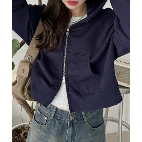 パーカー 「UV対策」ダブルジップショートフーディー レディース