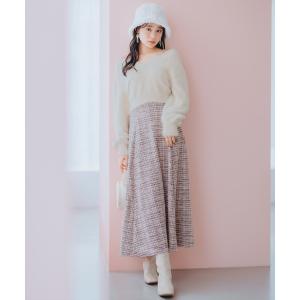 ワンピース シャギーニット×フレアワンピース