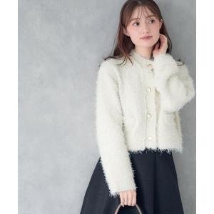 カーディガン フェザーニットジャケットカーディガン レディース