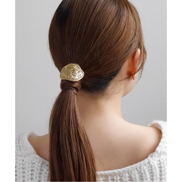 ヘアゴム グリッタープレートポニーフック