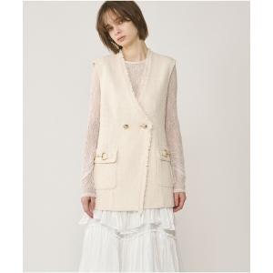 ベスト ジレ ルーズツイードジレジャケット レディース