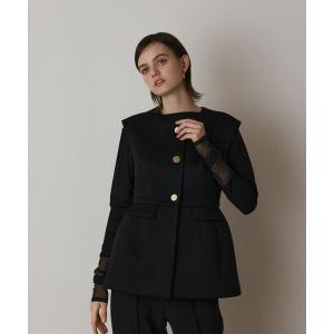 ジャケット ノーカラージャケット ダンボールニットジレジャケット レディース