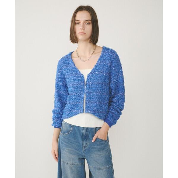 カーディガン ツイードニットzipカーディガン レディース