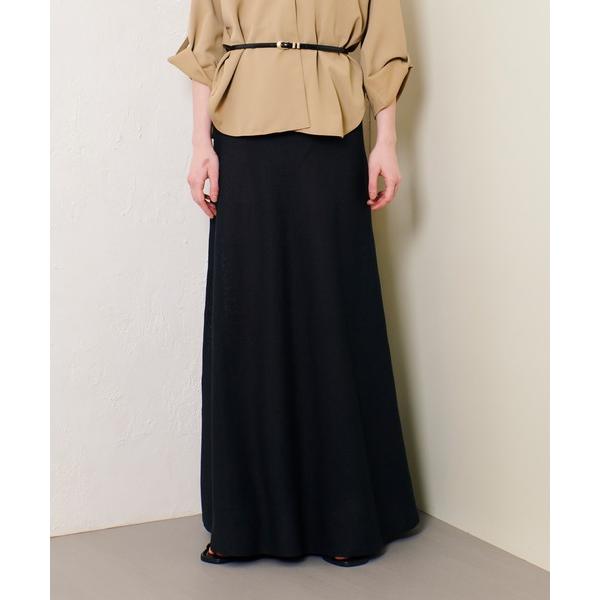 スカート ハイゲージペーパーヤーンフレアスカート