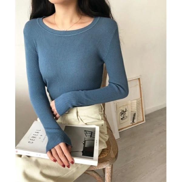 ニット セーター 乾燥する季節も肌にソフトに寄り添う優しい着心地　チクチクしないリブニット レディー...