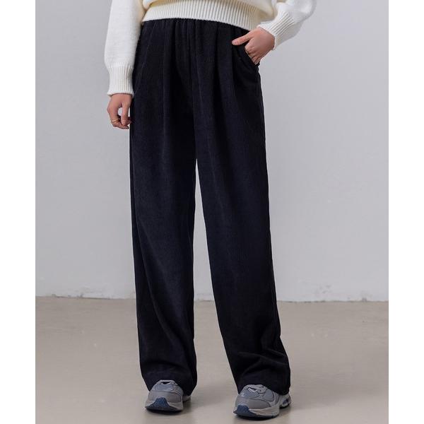 パンツ レディース 履きやすく美シルエット確立。コーデュロイストレートイージーパンツ レディース