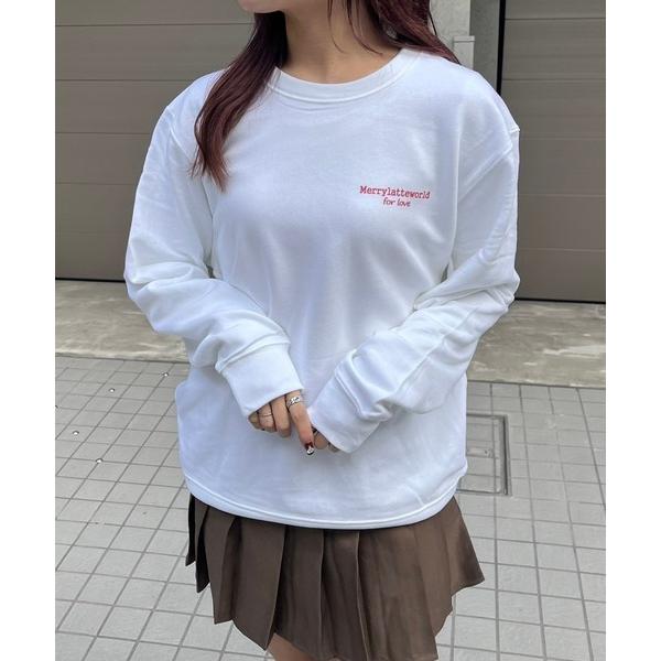 トレーナー スウェット 「軽量」ワンポイントレッドテキストトレーナー　スウェット レディース