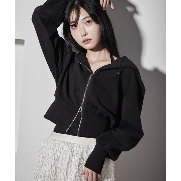 パーカー タイニーピン付き逆開ファスナーパーカー レディース