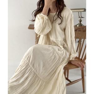 ワンピース ワッシャーティアードボリュームワンピース「高身長サイズMT/低身長サイズXS，S有り」(一部ペチスカートセット)