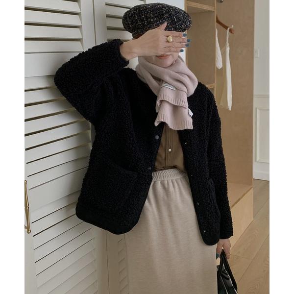 ジャケット ノーカラージャケット 「Banico」ボアノーカラージャケット レディース