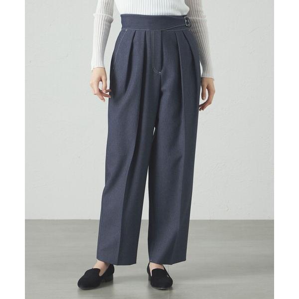 パンツ 「セットアップ対応/着回し抜群」デニムライクベルトパンツ レディース