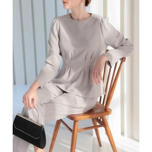 セットアップ ペプラムブラウスパンツスーツ レディース