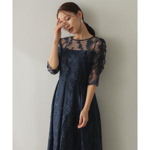 ドレス 花柄刺繍ミディ丈 パーティードレス オケージョンドレス