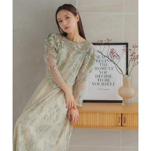 ドレス ボタニカル柄刺繍 パーティードレス オケージョンドレス