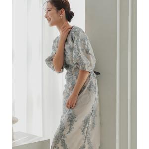 ドレス リーフ刺繍デザインコクーン パーティー オケージョンドレス