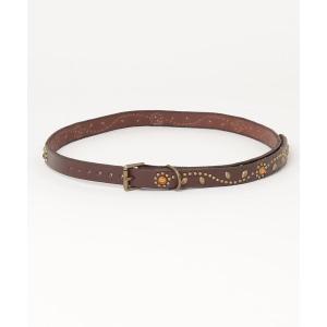 Hide and Seek × Zip Stevenson Hバックル ベルト エイチティーシー HTC レザーバックルベルト 32 ブラウン ジップ