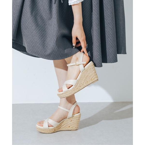 サンダル 「柔らかい」クロスデザインジュートウエッジサンダル IY5627 レディース
