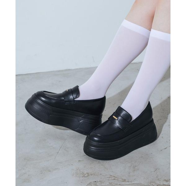 ローファー 「XS-LLサイズ展開・軽量」8cm厚底コインローファー IY5735 レディース