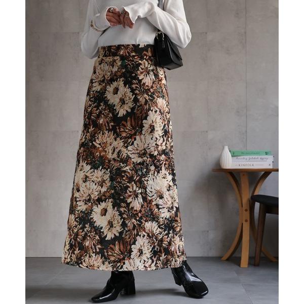 スカート ゴブラン柄セミフレアスカート/台形スカート