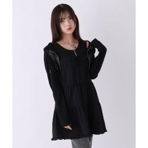 mezzo piano メゾピアノ 遊園地柄ドッキングワンピース ラベンダー