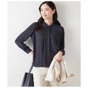 ブラウス シャツ シャルマンドットプリント ボウタイ風ブラウス レディース