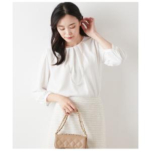 ブラウス シャツ マットサテン 7分袖タックブラウス レディース