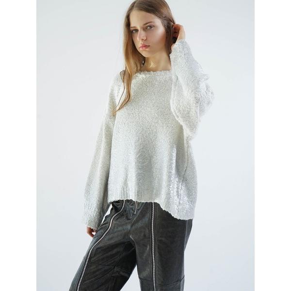 ニット セーター METALLIC PRINT LOOP YARN KNIT レディース