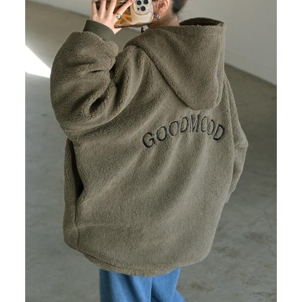 ブルゾン アウター 裏起毛付きで極暖 バックロゴボアアウター レディース