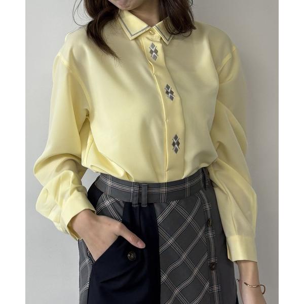 ブラウス シャツ 比翼刺繍ブラウス レディース