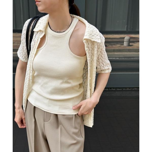 タンクトップ ノースリーブ カップ付きアメスリタンク レディース