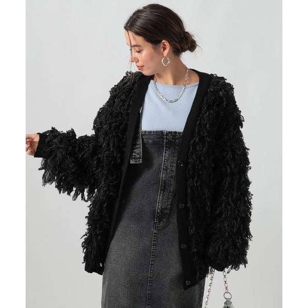 カーディガン 「アウターとしても着られる」ループヤーンボリュームカーディガン レディース