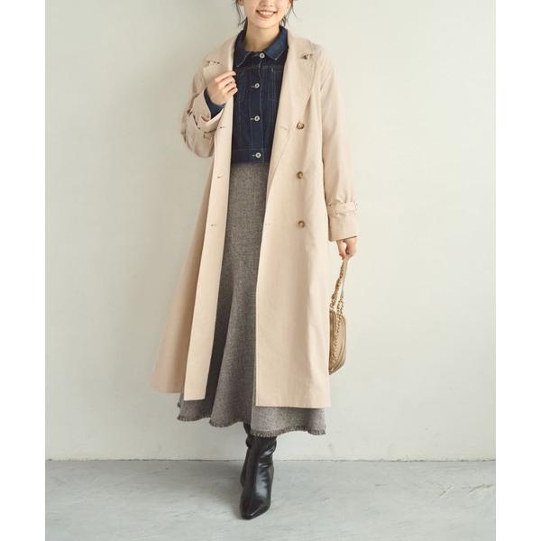 トレンチコート コート フード付きライトトレンチフレアコート 「低身長・小柄女性」 レディース