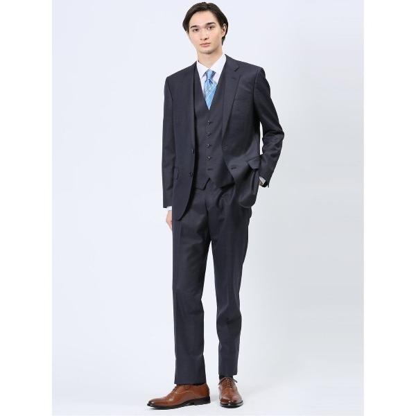 セットアップ 「光沢 ウール混 ストレッチ」m.f.エディトリアル メンズ 2ボタン3ピース ビジネ...