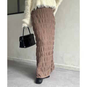 スカート シャーリングニットナロースカート