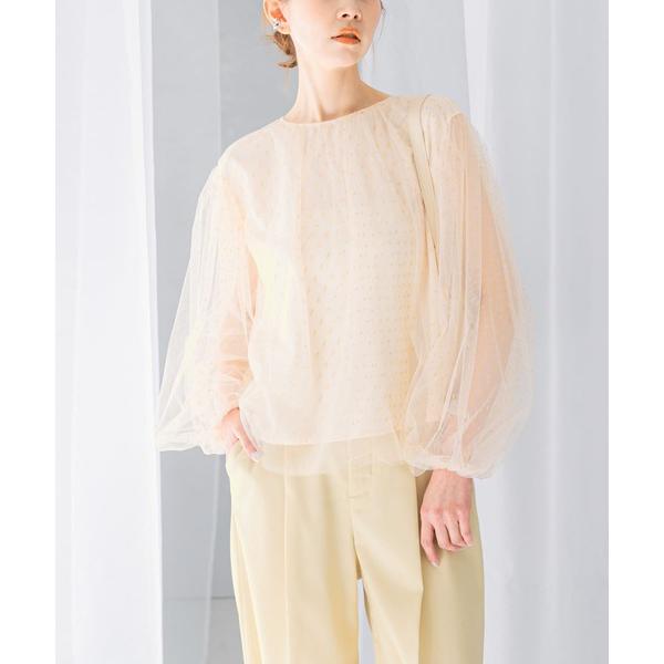 ブラウス シャツ ラメチュールギャザーブラウス レディース
