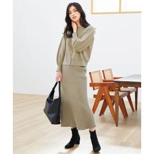 セットアップ フェザーカーディガン×ニットスカートセットアップ レディース