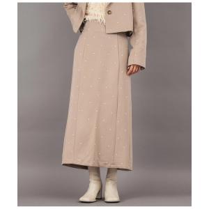 スカート ツイル フロント パールライク ロングスカート