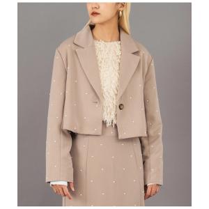 ジャケット テーラードジャケット ツイル パールライク テーラード ショート ジャケット レディース