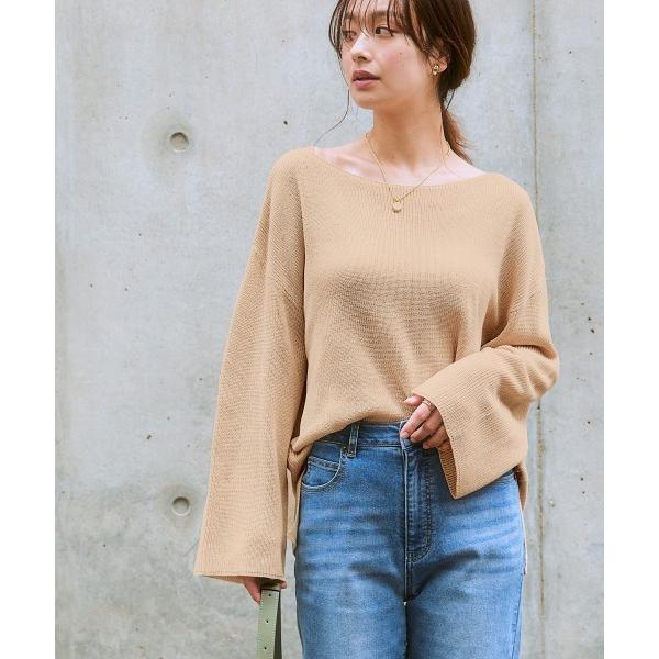 ニット セーター リネンライククルーネックゆるっとニット レディース