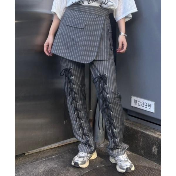 パンツ LACE UP LAYERED パンツ レディース