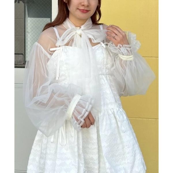 ブラウス シャツ RIBBON TULLE ブラウス レディース