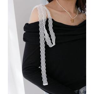 tシャツ レースリボン2wayオフショルトップス...の商品画像