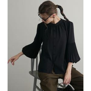 ブラウス シャツ 「BONLECILL noir」2wayプリーツバルーンスリーブバンドカラーブラウス レディース