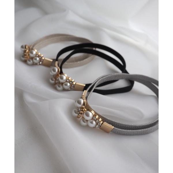 ベルト パールビジューラメゴムベルト レディース