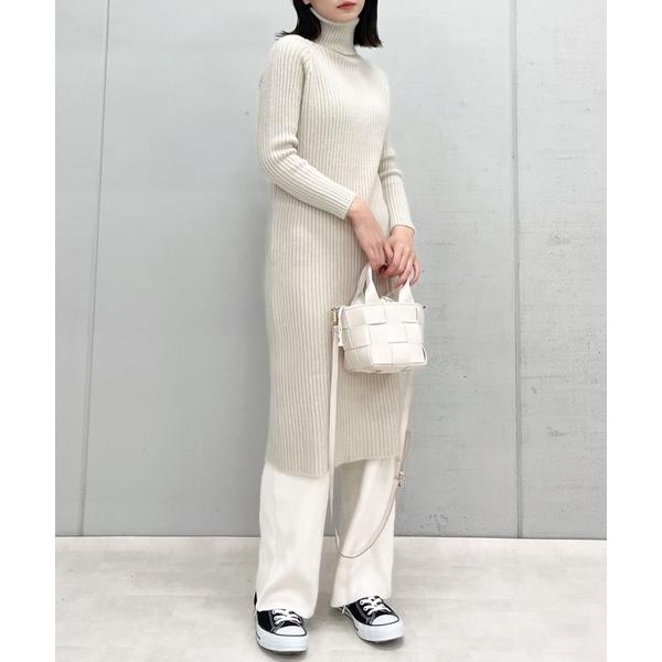 ワンピース 「＆soiree」タートルネックリブニットワンピース(CP)