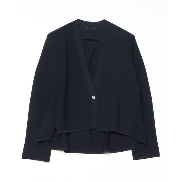 カーディガン 「セットアップ対応」ブライトストレッチヤーン ニットショートジャケット レディース