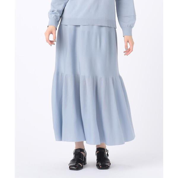 スカート 「セットアップ対応」ブライトストレッチヤーン マーメイドニットスカート