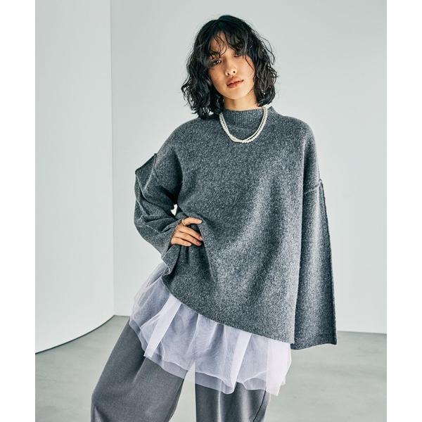 ニット セーター 7ゲージハギハイネックプルオーバー　243204 レディース