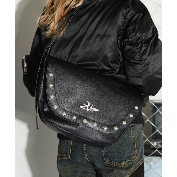 ショルダーバッグ 合皮メタルロゴショルダーバッグ メンズ レディース